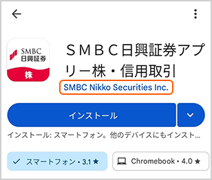 Google Play ストアの表示